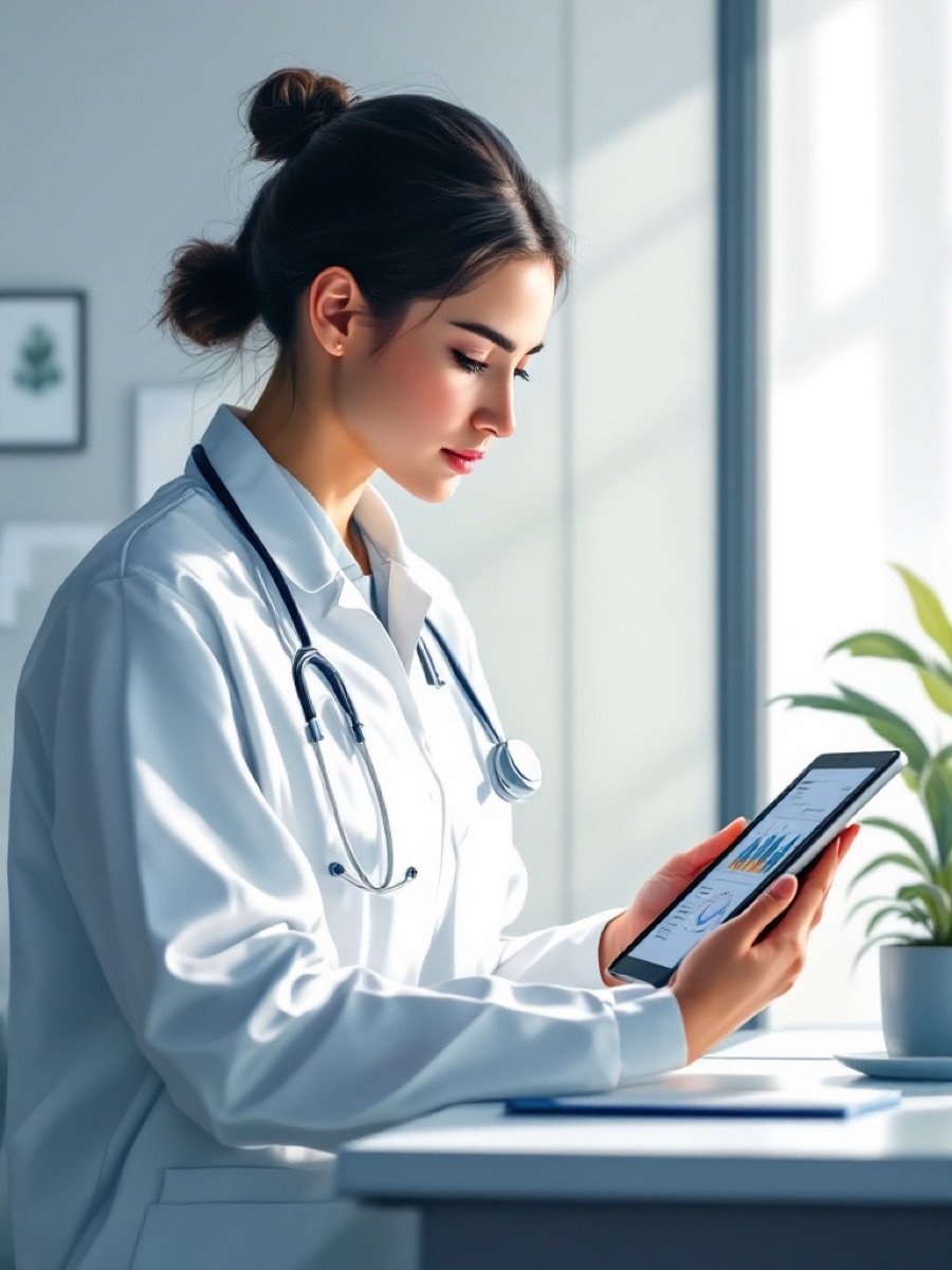 Clinician reviewing patient progress on a tablet