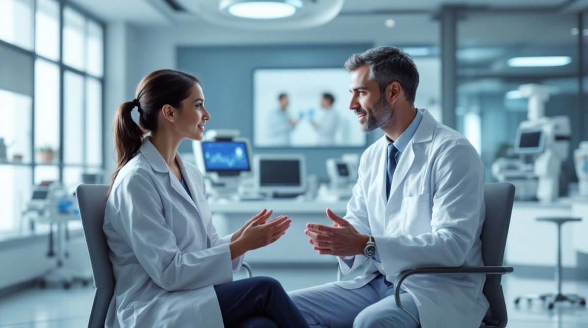 Clinicians collaborating on a case review